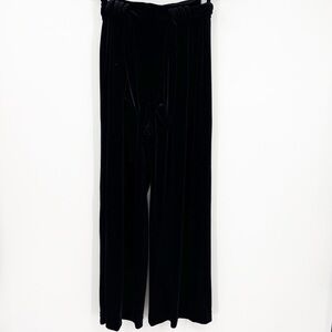 Vtg Cache Black Velvet Wide Leg Belted Pants Size 6 USA Made Elegant Evening